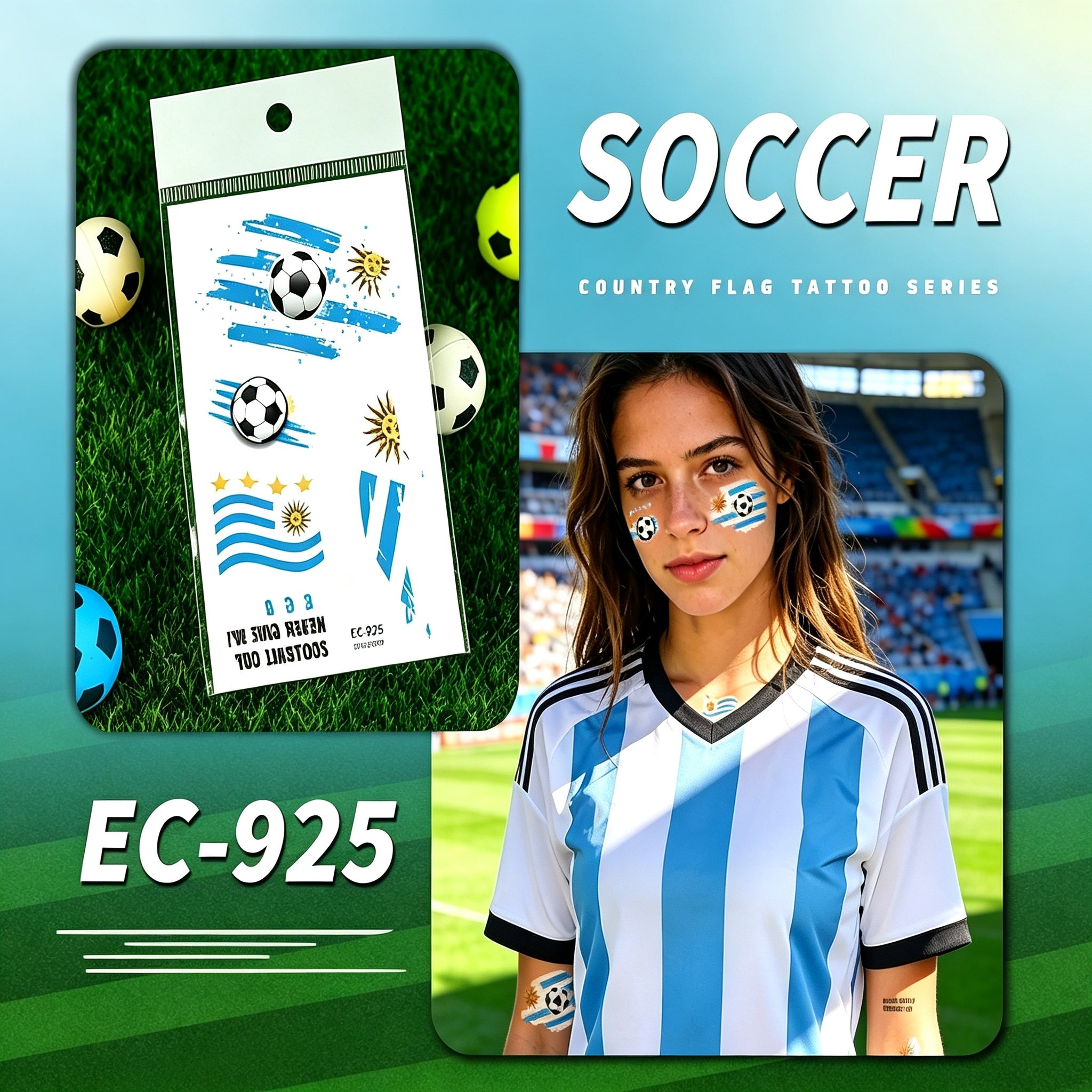 RCT 2026 World Cup Waterproof Flag Temporary Tattoos – 5 Pack | Safe Soy Ink, RoHS CE CPC UKCA Certified
