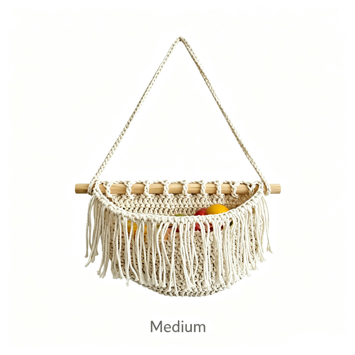 JXG Hand Woven Cotton Wall Hanging Fruit Net Bag Removable Wall Mount Vegetable Storage Basket For Kitchen Home Decor