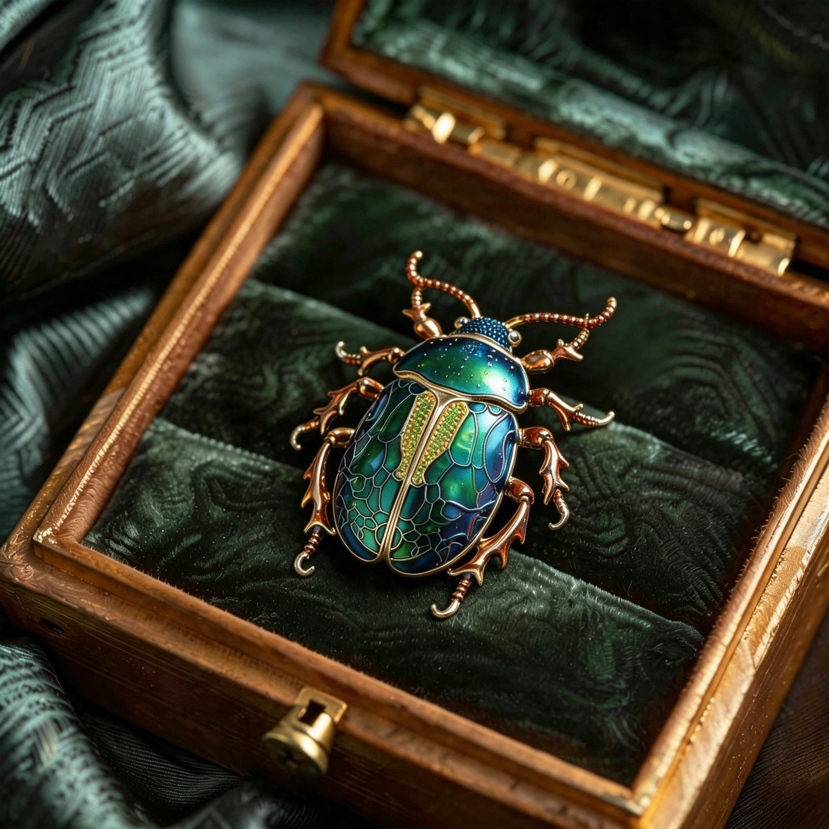 QZY Original Design Beetle Brooch Copper Hand Painted Enamel Dual‑use Lapel Pin