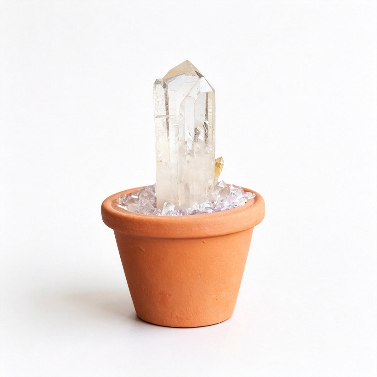 RYS Natural Crystal Raw Ore Ceramic Pot Bonsai, Gemstone DIY Potted Ornament, Home Desktop & Car Decor