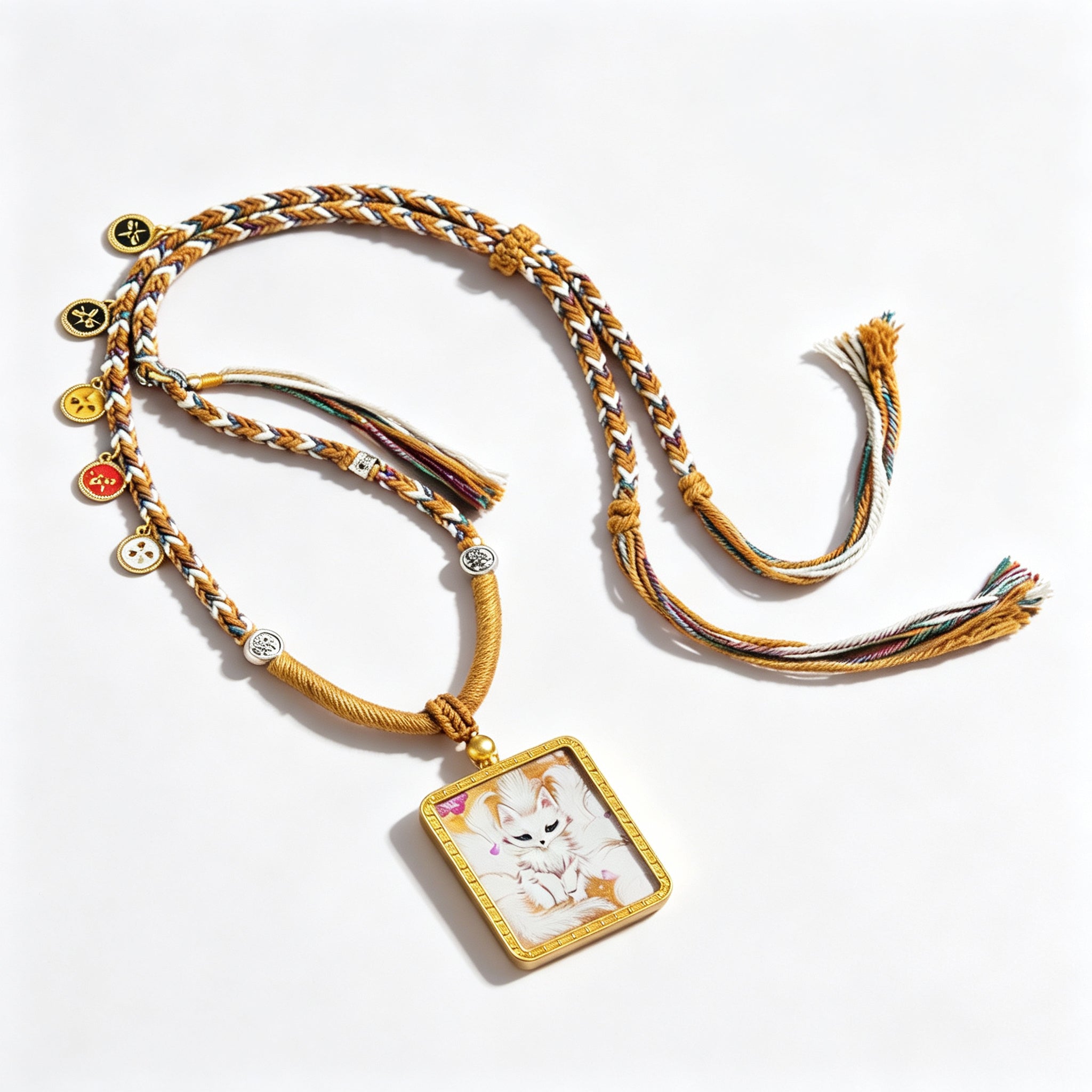 RYS Hand-Painted Thangka Buddha Pendant Necklace | 18K Gold Plated Alloy | Tibetan Patron Saint Amulet for Zodiac Signs | Spiritual Protection Jewelry