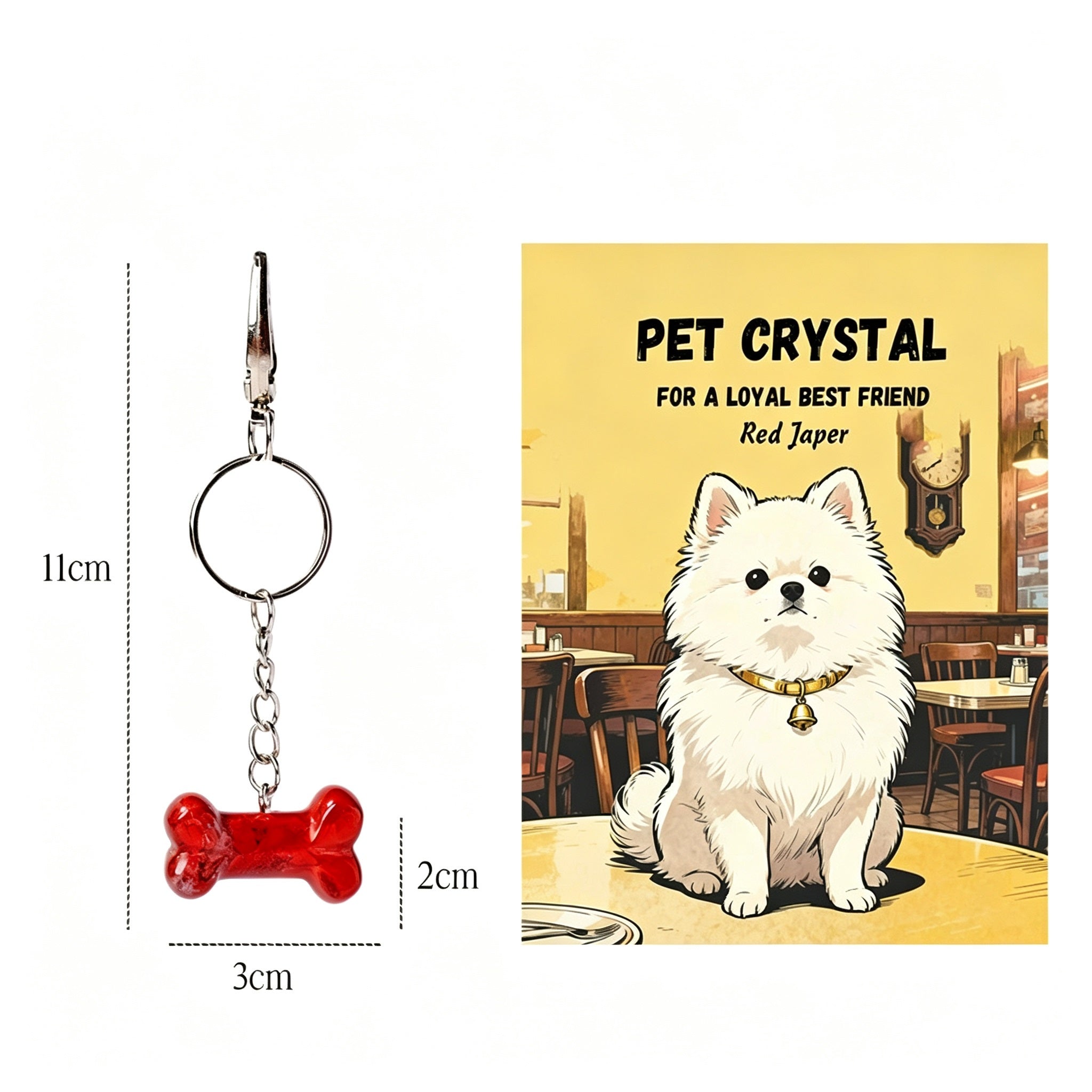 RYS Natural Crystal Bone Pet Keychain / Bag Charm