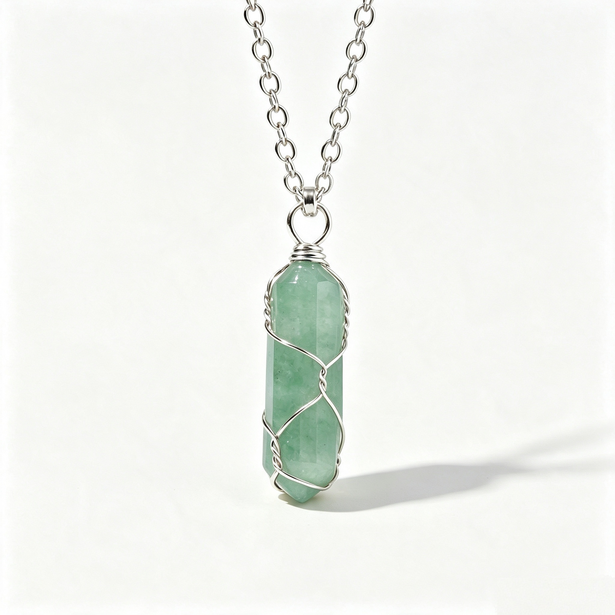 RYS Natural Hand Wire Wrapped Crystal Point Pendant Necklace, Minimalist Daily Jewelry Gift