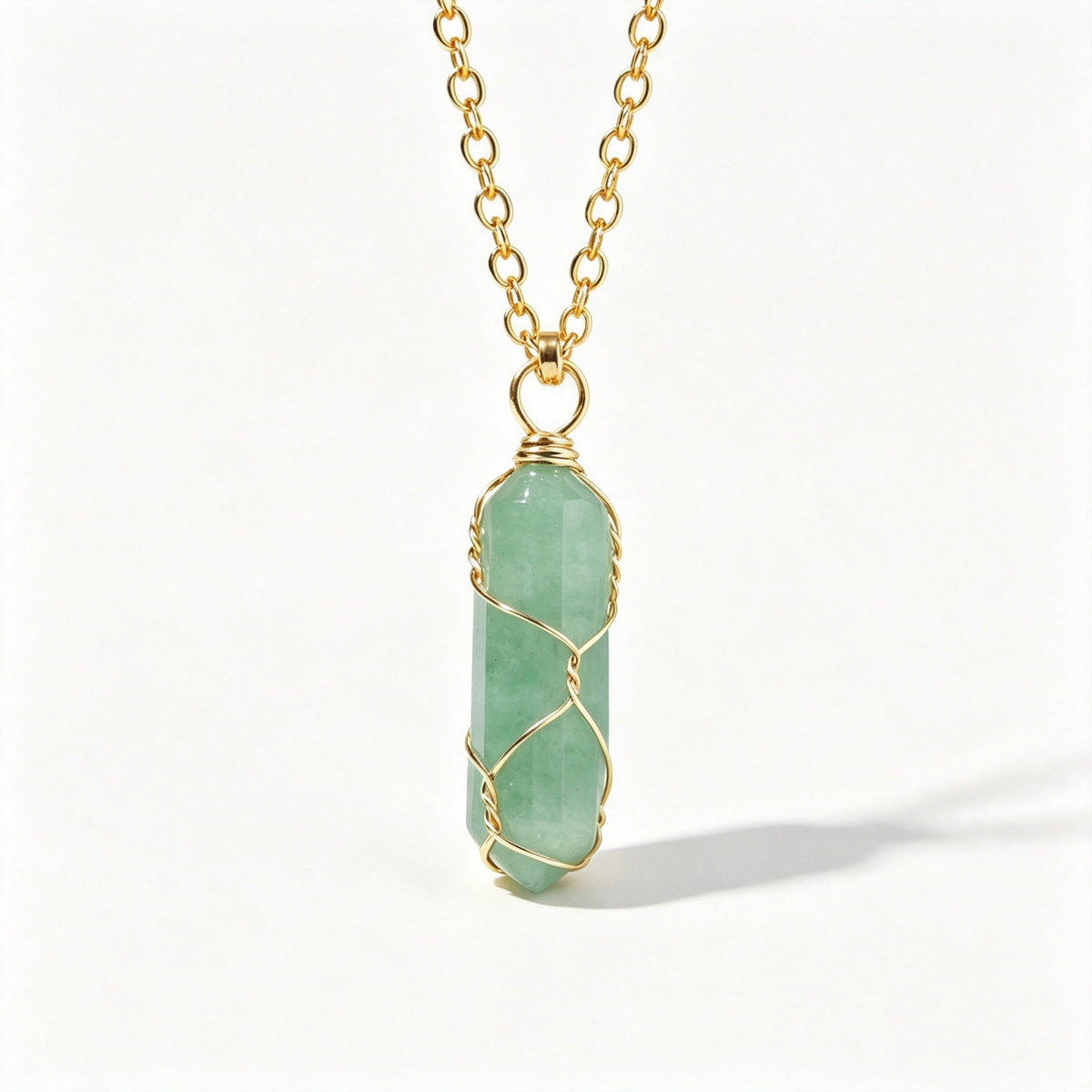 RYS Natural Hand Wire Wrapped Crystal Point Pendant Necklace, Minimalist Daily Jewelry Gift