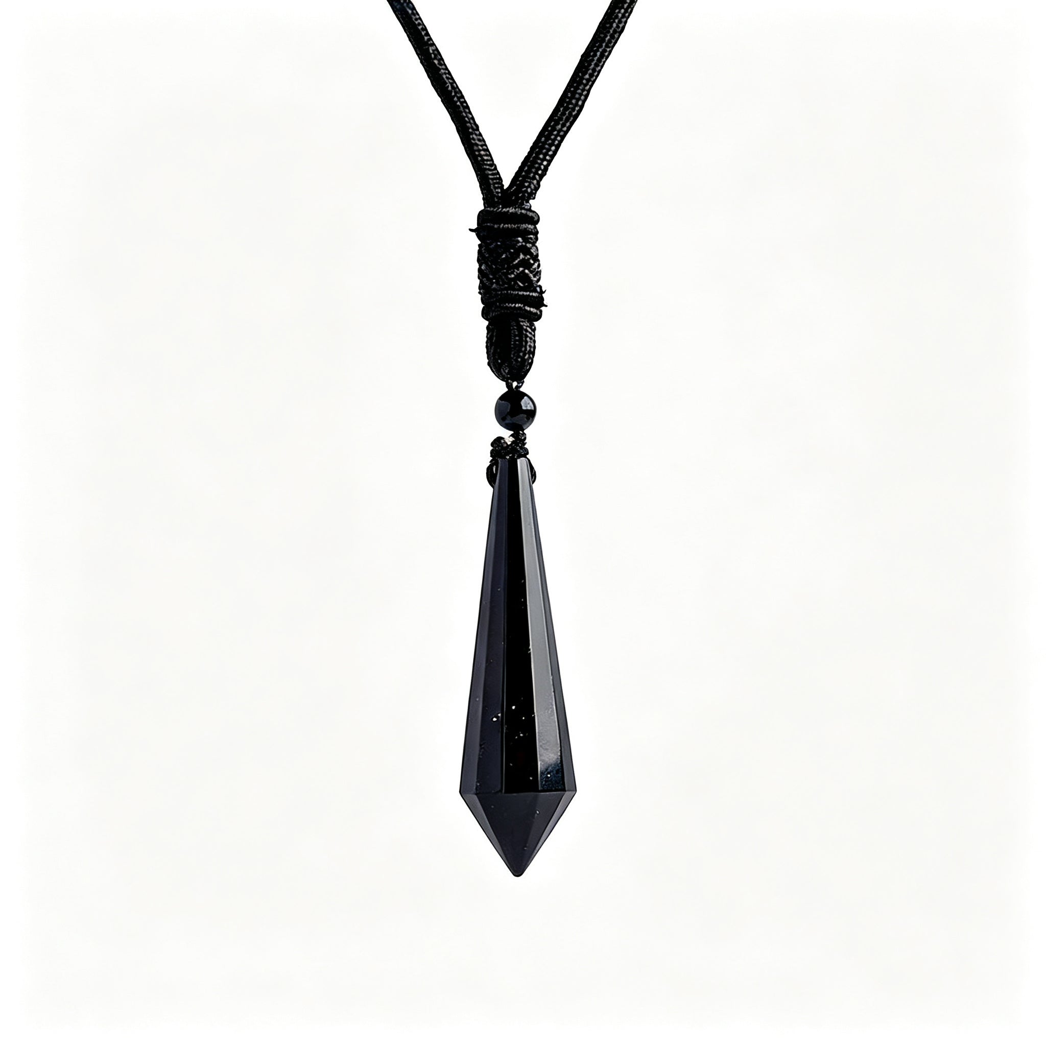 RYS 12 Facet Natural Crystal Pendulum Pendant, Raw Stone Dowsing Pendulum for Meditation Divination, Healing Crystal Jewelry