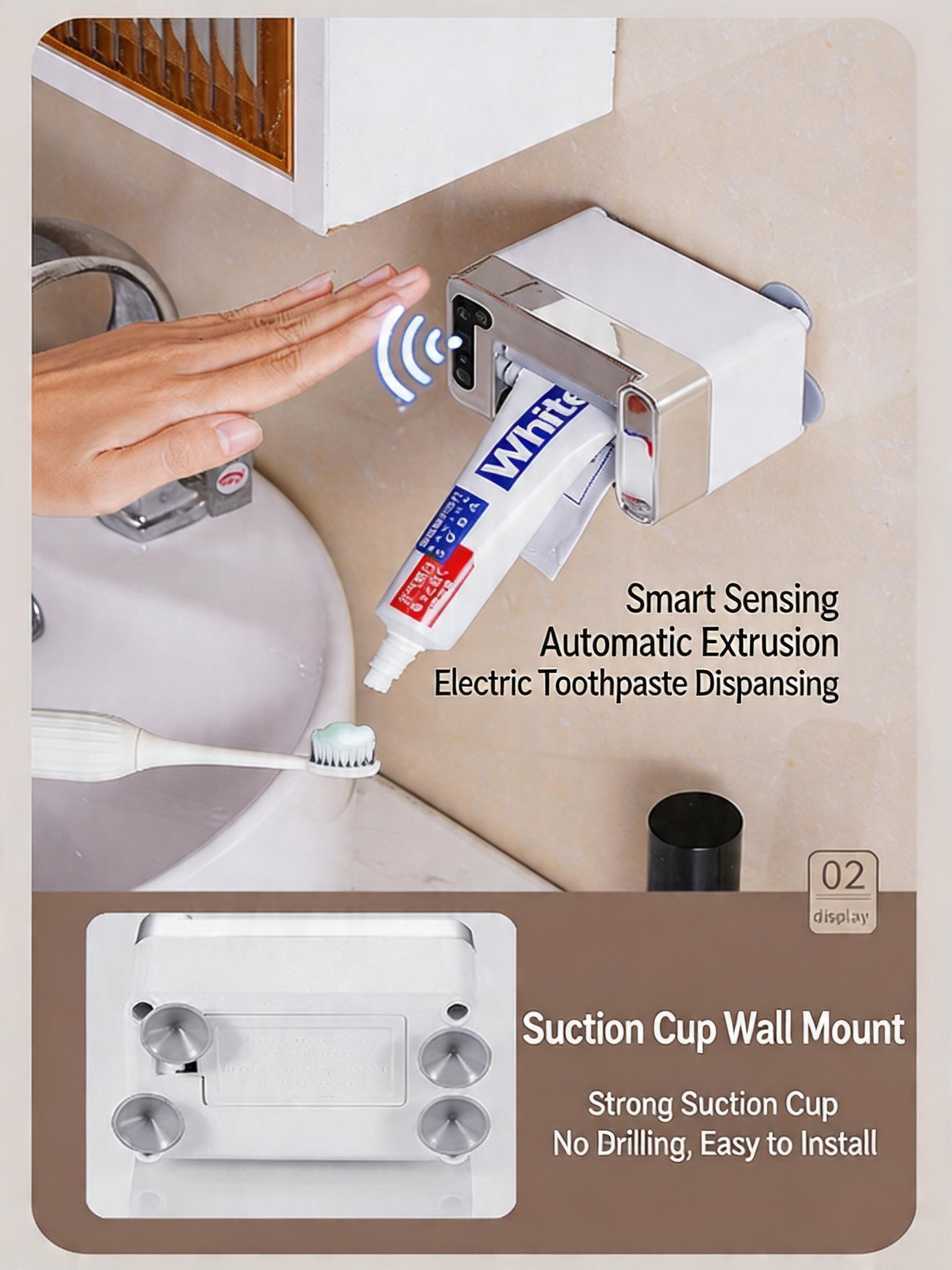 EST Automatic Sensor Toothpaste Dispenser, Rechargeable/Battery Operated Electric Squeezer for Bathroom