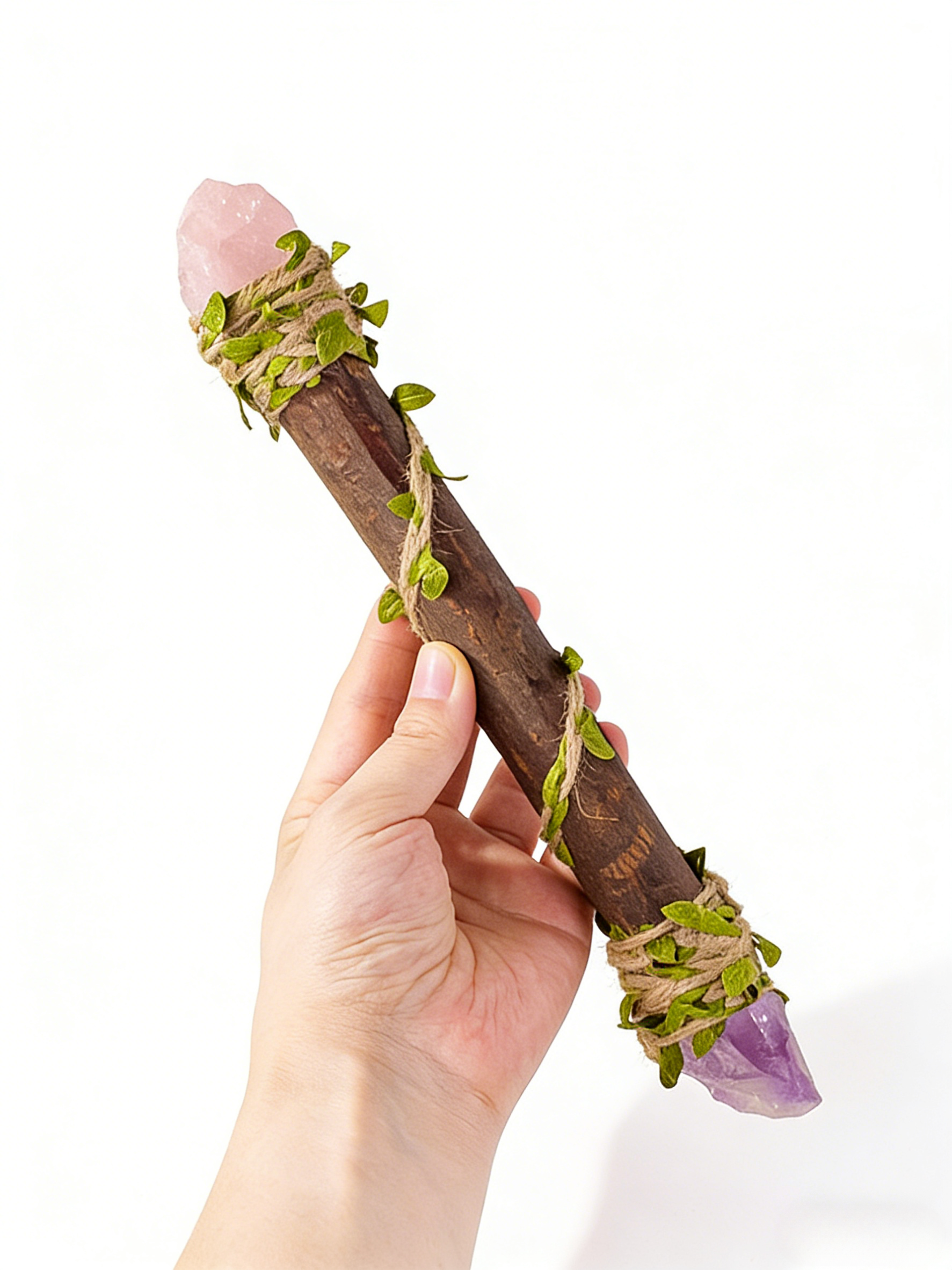 RYS Natural Crystal Wizard Wand, Handmade Wooden Crystal Scepter for Witchcraft, Healing & Home Decor - Perfect Spiritual Gift