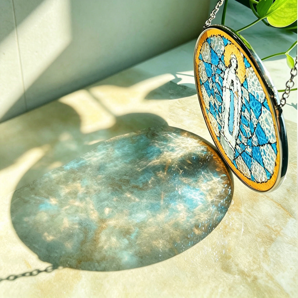 YAP Stained Glass Hanging Ornament Window Suncatcher Home Villa Wall Hanging Decor