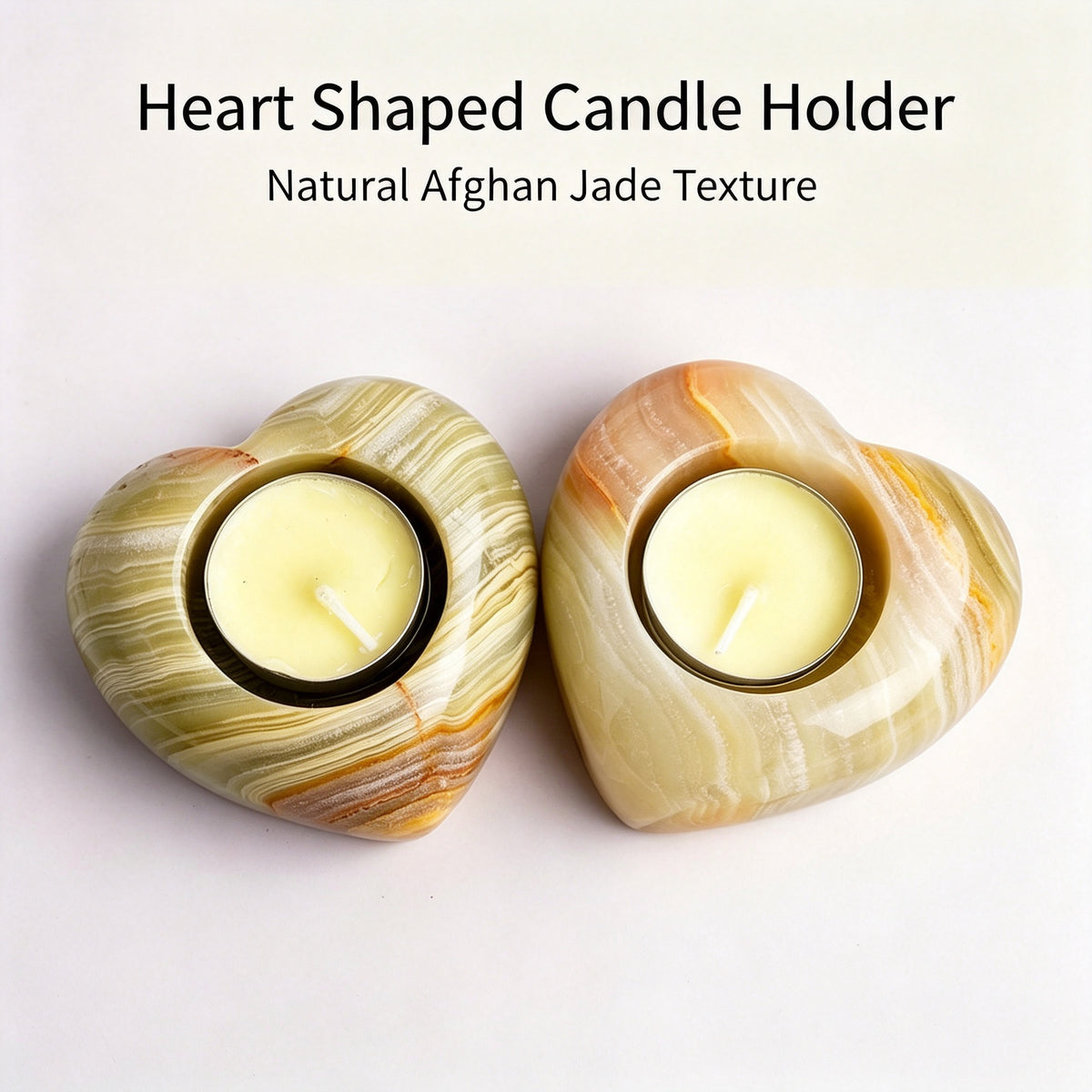 RYS Natural Afghanistan Jade Candle Holder, Elephant Square Heart Shape, Aromatherapy Wax Base, Raw Stone Decor for Home Decor