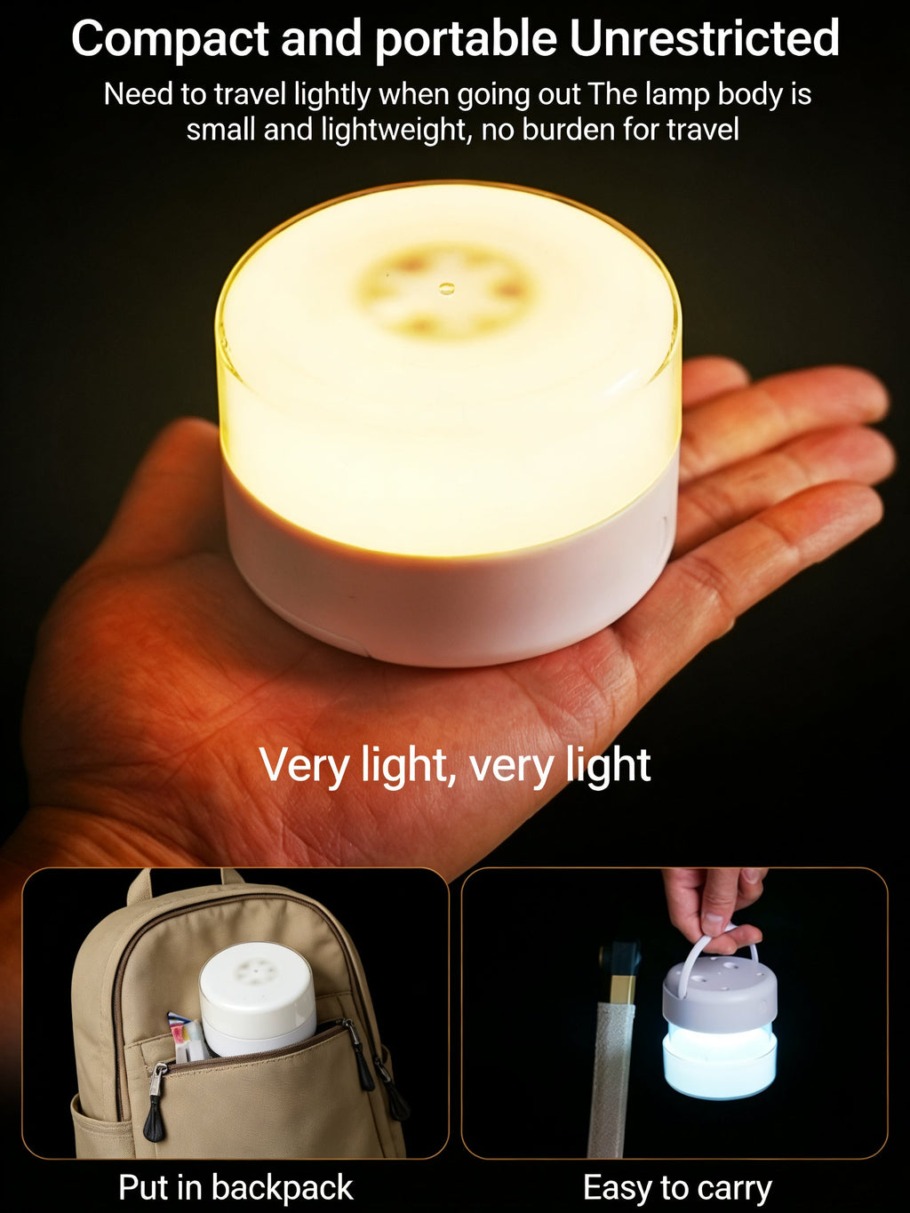 EST Foldable & Telescopic LED Camping Light | Rechargeable Tent Lantern with 3 Color Modes