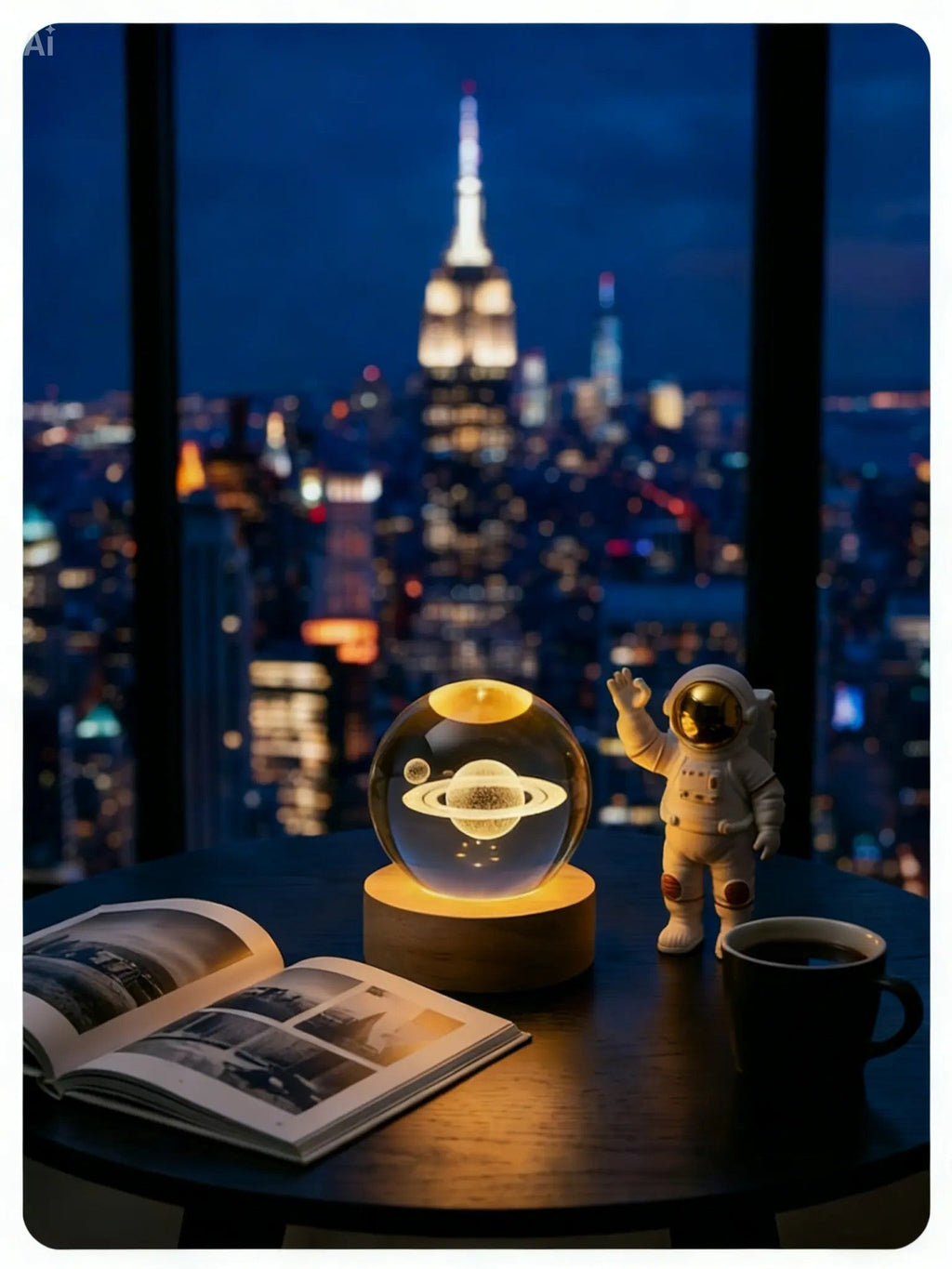 RYS 3D Inner Carving Crystal Ball Night Light | Starry Sky Planet USB Lamp | Home Decor & Creative Gift
