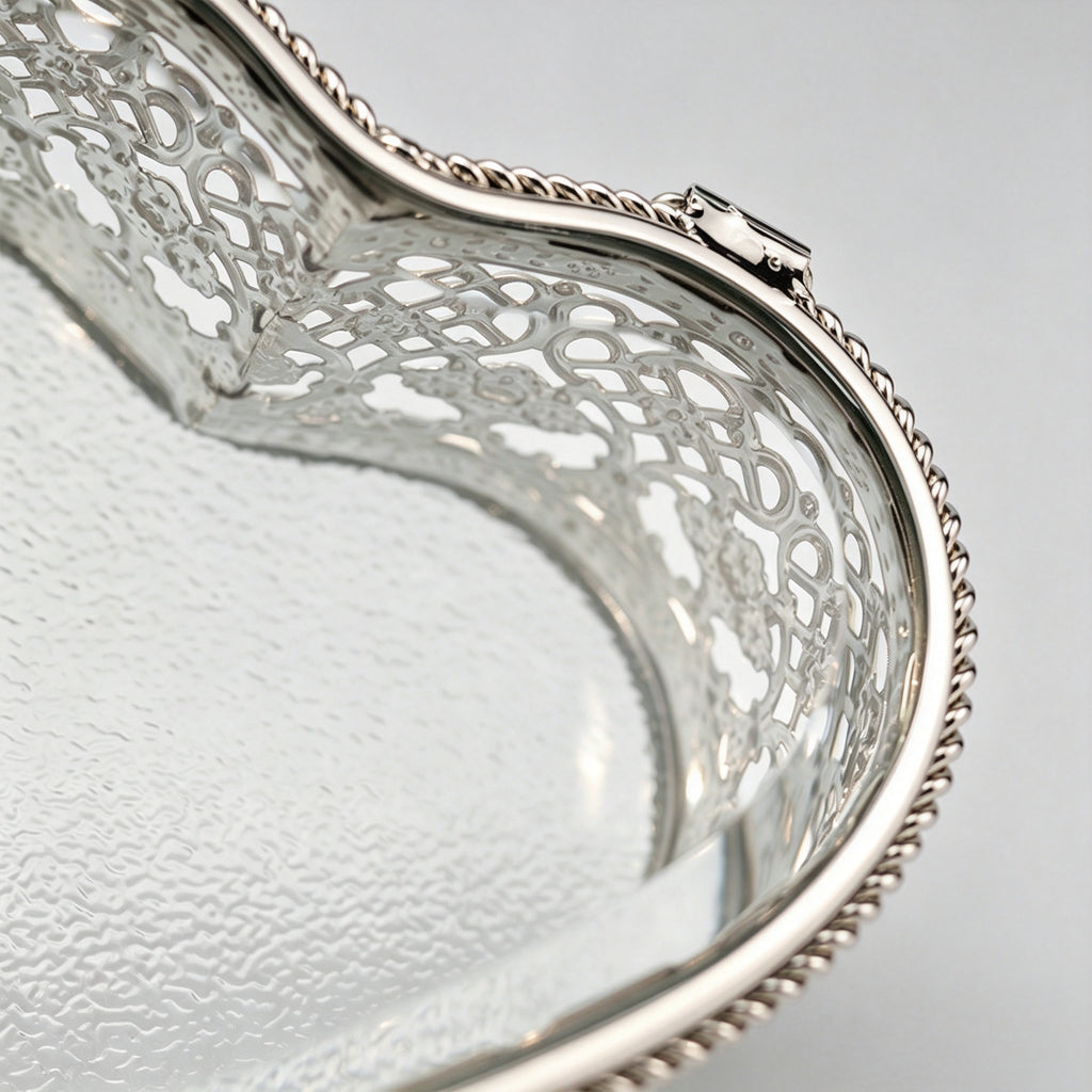 YAP Heart‑Shaped Glass Metal Jewelry Box Ring Earring Storage Decor Gift Box