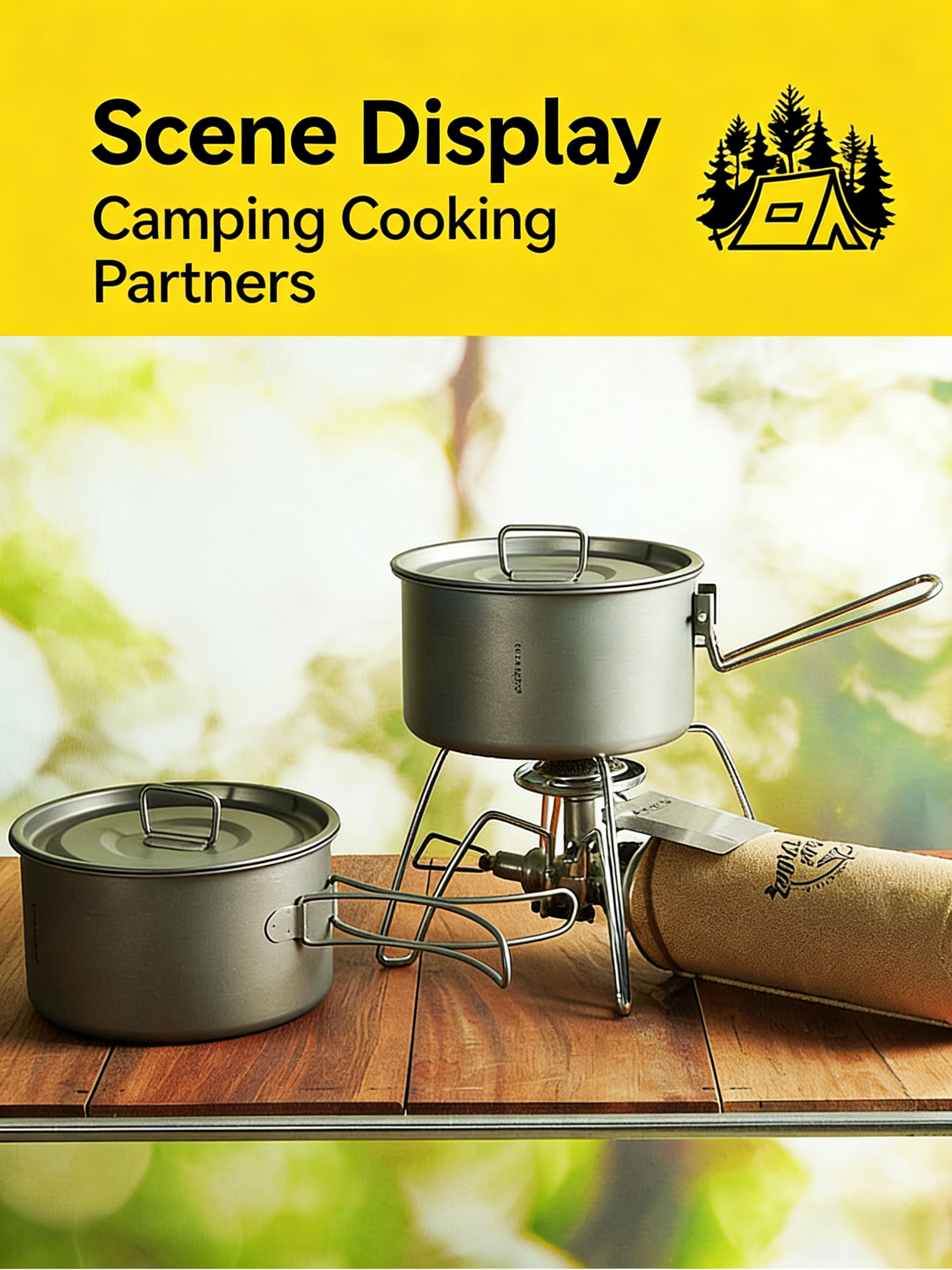 SNR Ultraleichtes Titan-Camping-Kochgeschirr mit Klappgriff | Tragbares Outdoor-Kochgeschirr für 1-2 Personen