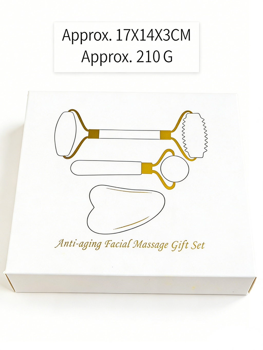 RYS Natürliches Xiuyan-Jadewalzen-Massage-Set, Jade-Gesichts- und Augenmassage-Roller & Gua-Sha-Brett Geschenkbox