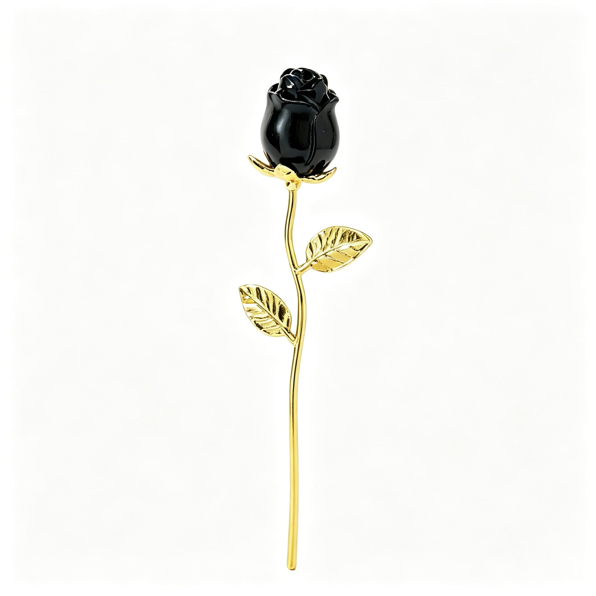 RYS Natural Crystal Rose Flower Figurine | Hand-Carved Gemstone Rose with Gold/Silver Metal Stem - Valentine's & Wedding Favor Gift