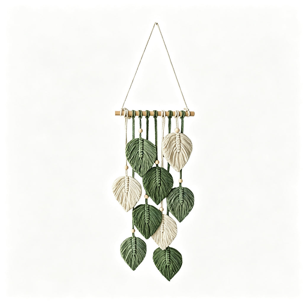 JXG Handwoven Macrame Leaf Wall Hanging Boho Cotton Rope Wall Tapestry for Bedroom Living Room Balcony Home Decor