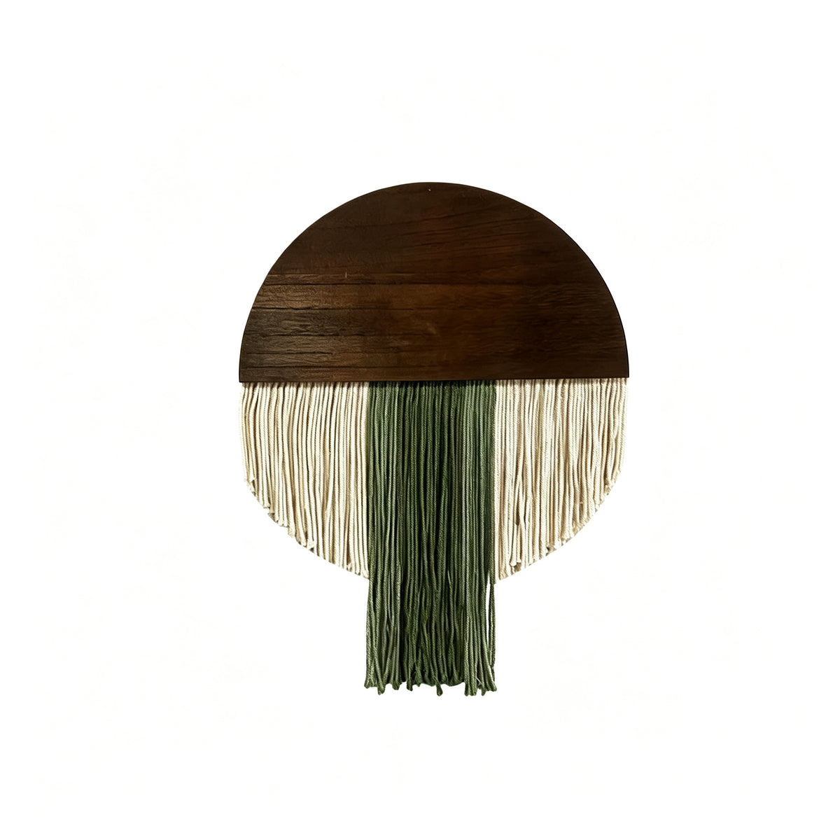 JXG Handwoven Macrame Semi Circle Wood Wall Hanging Boho Cotton Tassel Tapestry