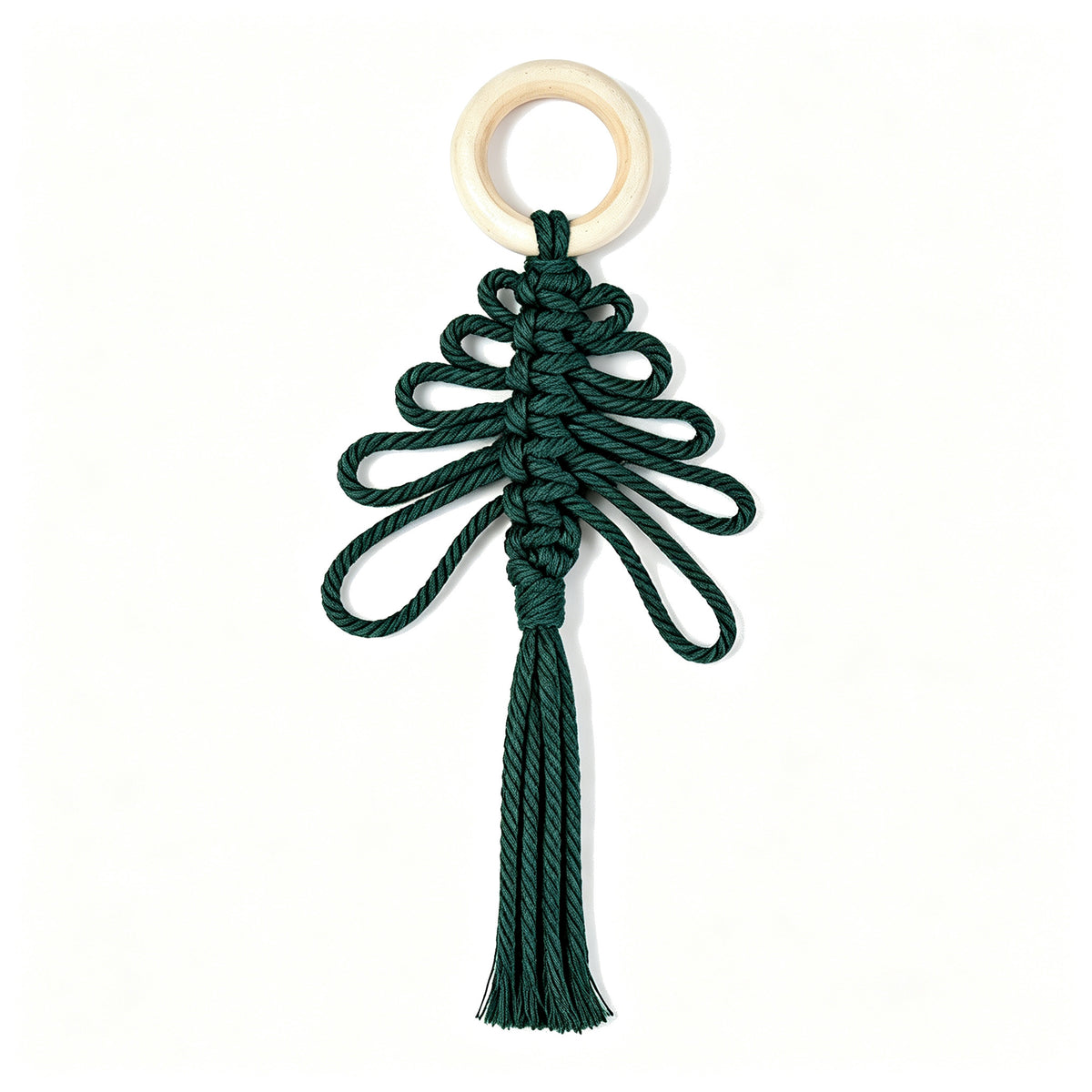 JSE Handwoven Christmas Tree Charm Keychain Boho Holiday Bag Pendant