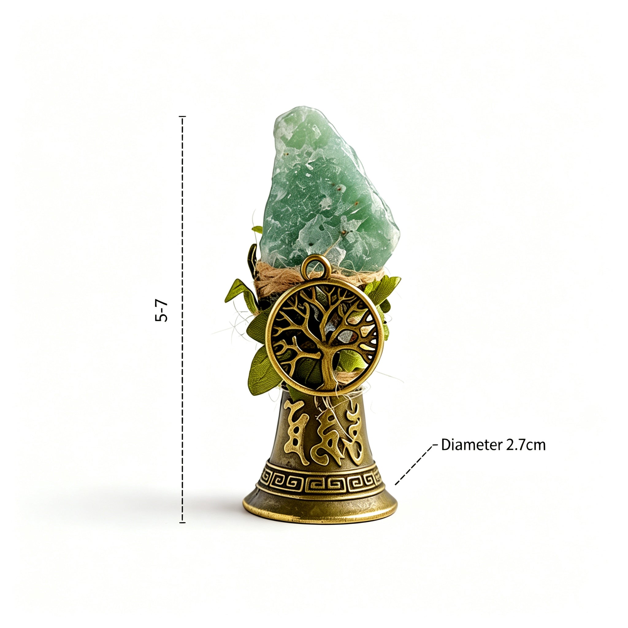 RYS Crystal Point Hand Bell with Tree of Life Charm - Natural Gemstone Decorative Ornament for Home & Spiritual Gifts