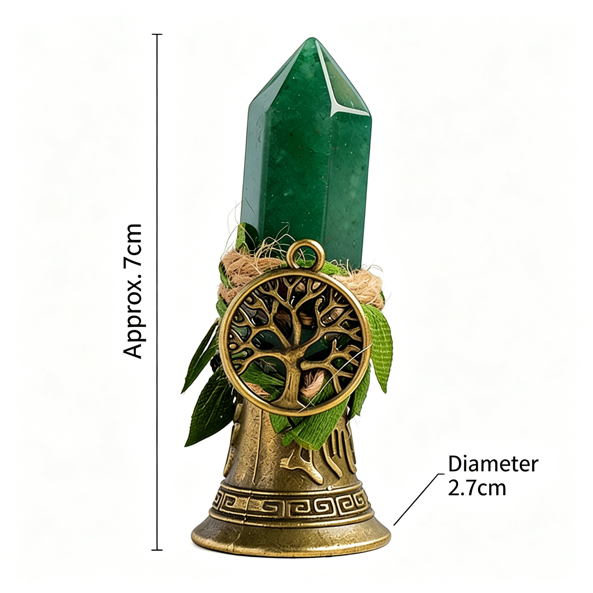 RYS Crystal Point Hand Bell with Tree of Life Charm - Natural Gemstone Decorative Ornament for Home & Spiritual Gifts