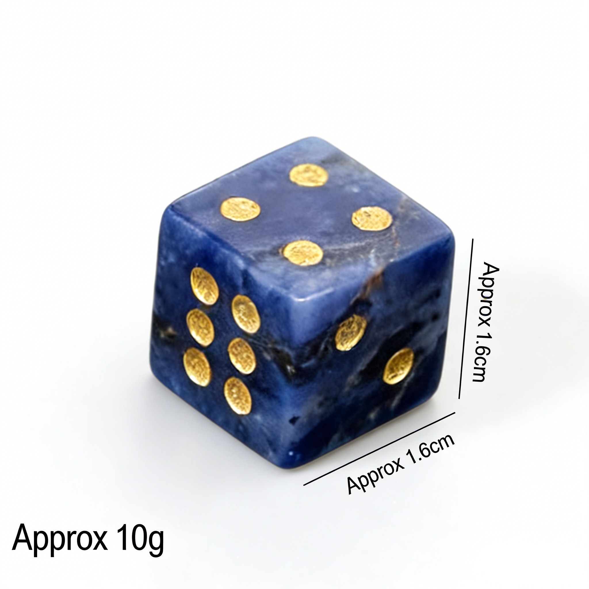RYS Natural Crystal Gemstone Square Dice | Multi-Material Options, Hand-Carved Gold-Point Collectible & Play Piece