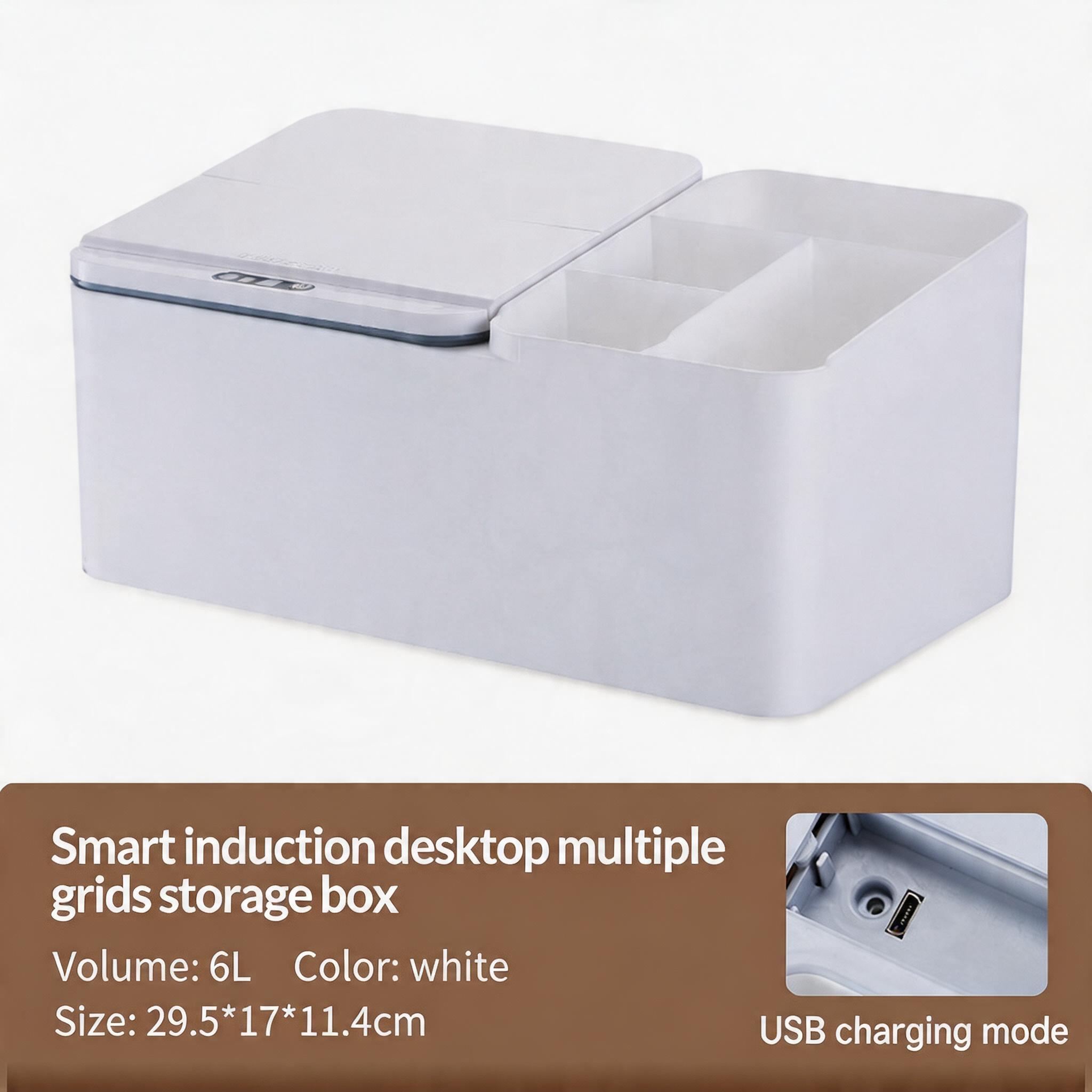 EST Smart Sensor Desktop Storage Box, Automatic Open Multi-Grid Organizer