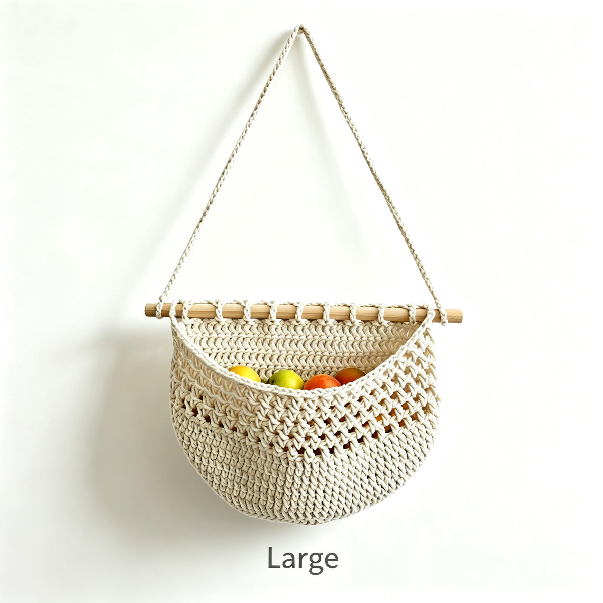 JXG Hand Woven Cotton Wall Hanging Fruit Net Bag Removable Wall Mount Vegetable Storage Basket For Kitchen Home Decor