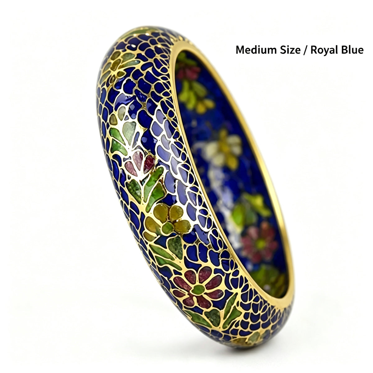 JCJ Vintage Beijing Hollow Cloisonne Bangle, Intricate Handmade Filigree Enamel Collectible Bracelet for Premium Gifting