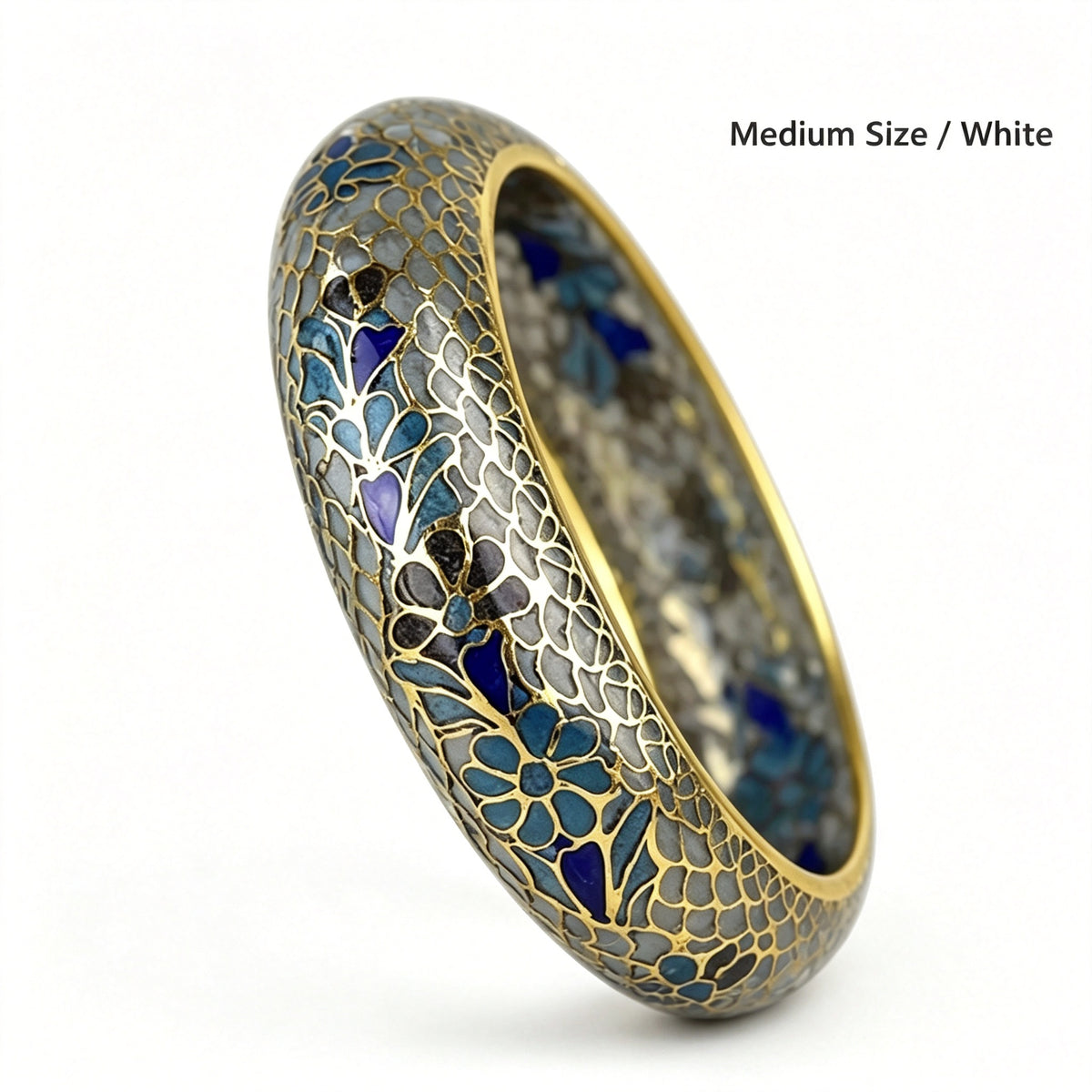 JCJ Vintage Beijing Hollow Cloisonne Bangle, Intricate Handmade Filigree Enamel Collectible Bracelet for Premium Gifting