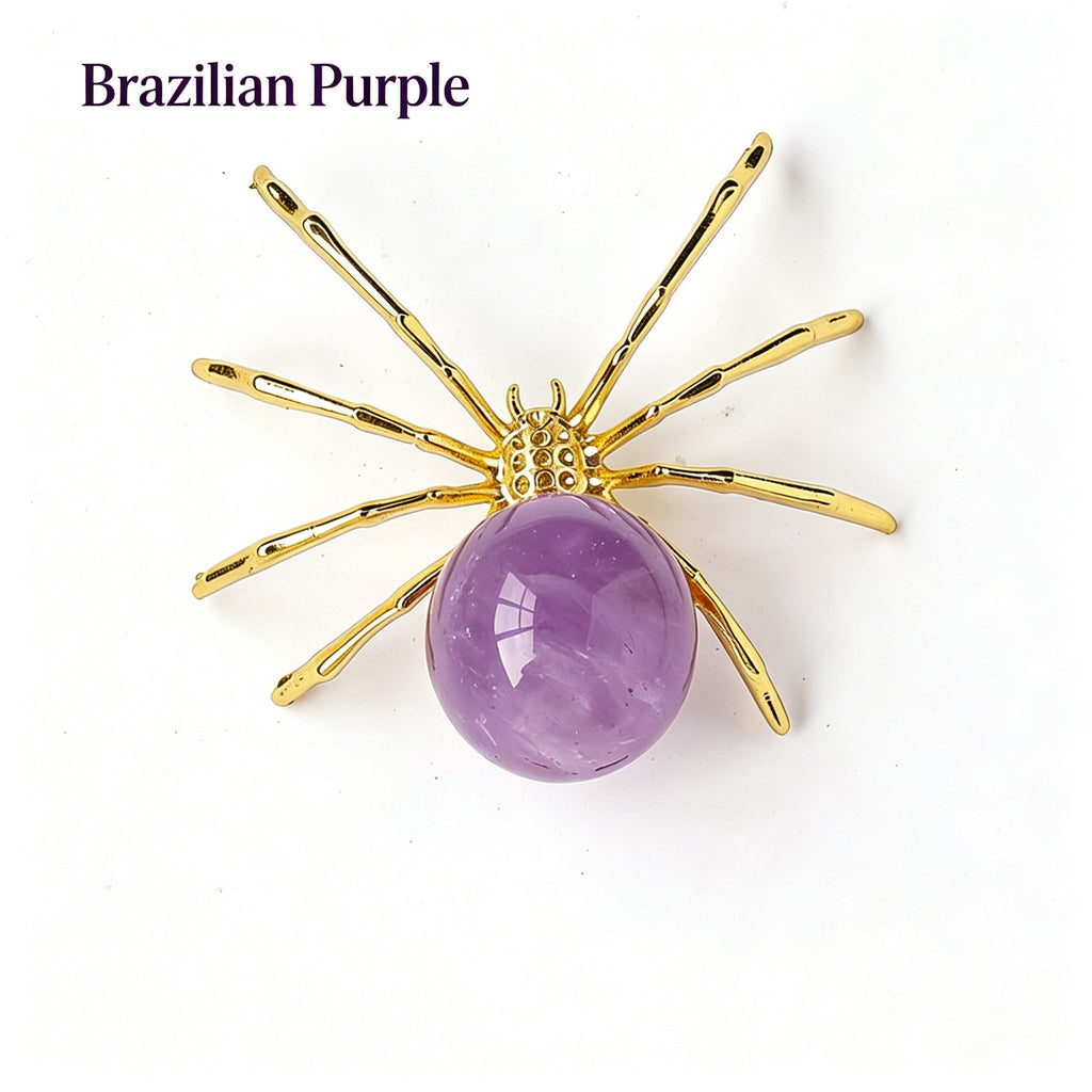 RYS Natural Crystal Ball Alloy Spider Figurine