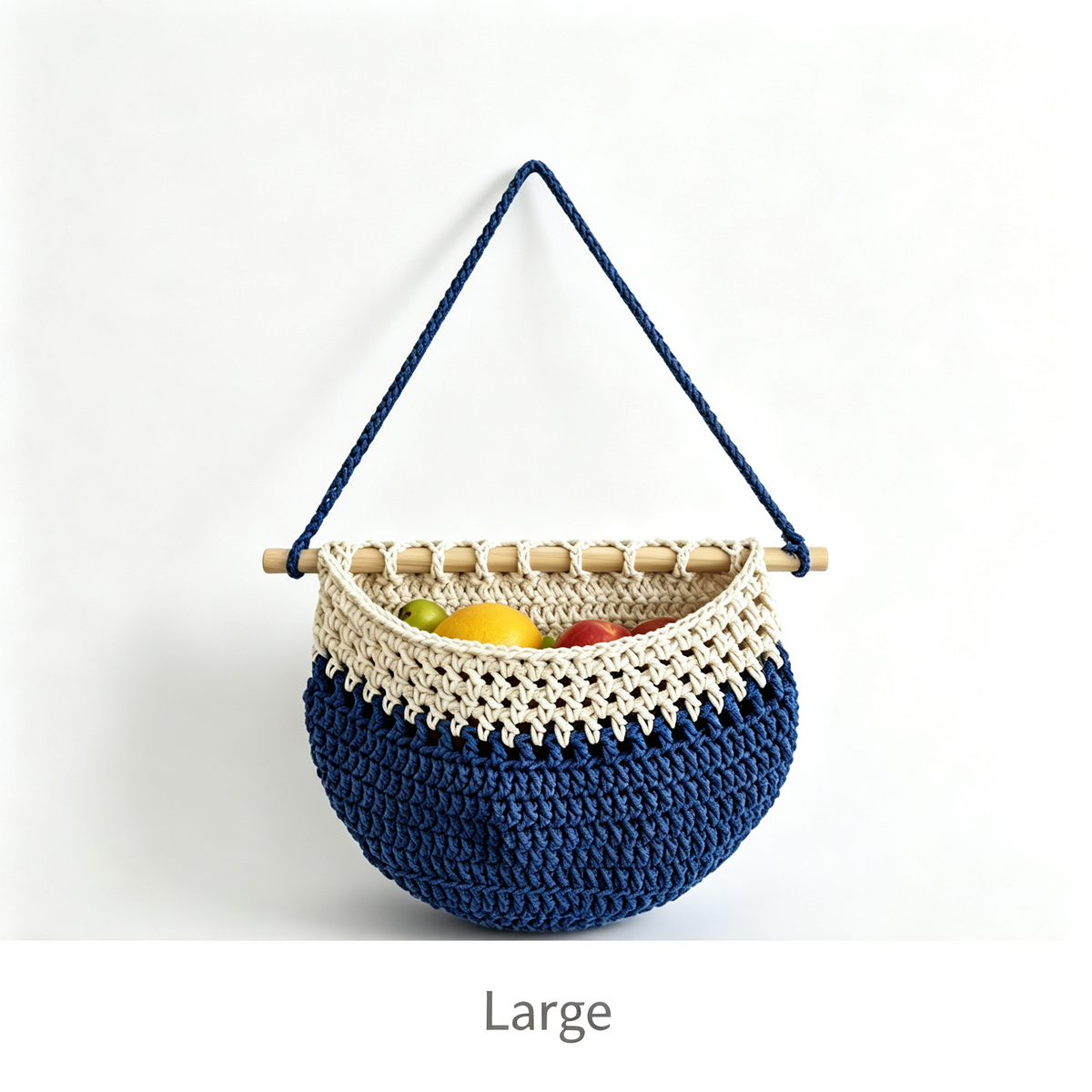 JXG Hand Woven Cotton Wall Hanging Fruit Net Bag Removable Wall Mount Vegetable Storage Basket For Kitchen Home Decor
