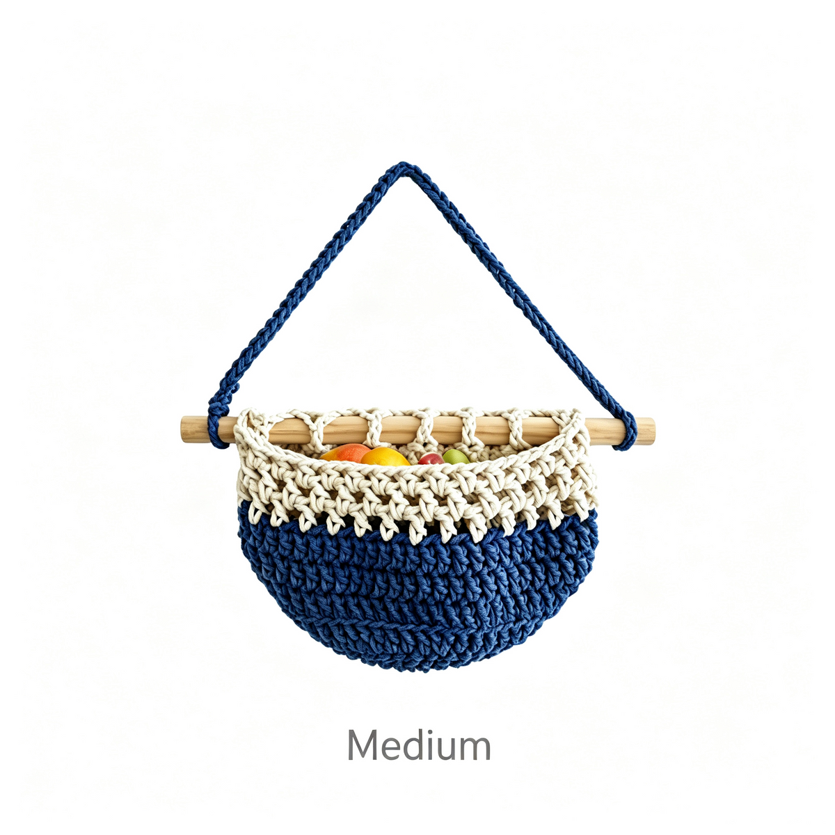 JXG Hand Woven Cotton Wall Hanging Fruit Net Bag Removable Wall Mount Vegetable Storage Basket For Kitchen Home Decor