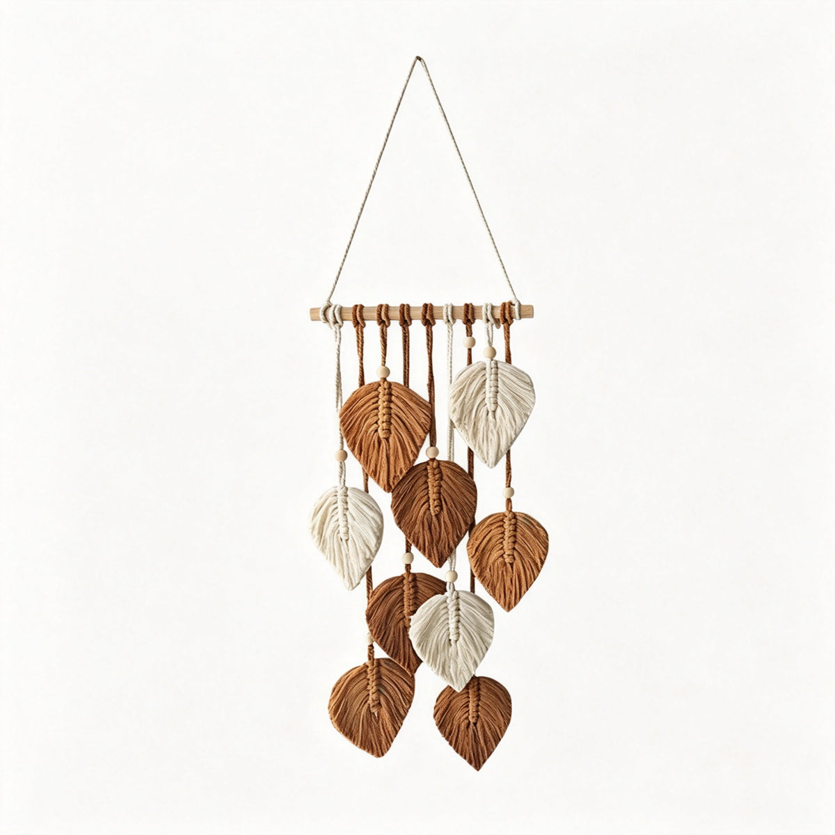 JXG Handwoven Macrame Leaf Wall Hanging Boho Cotton Rope Wall Tapestry for Bedroom Living Room Balcony Home Decor