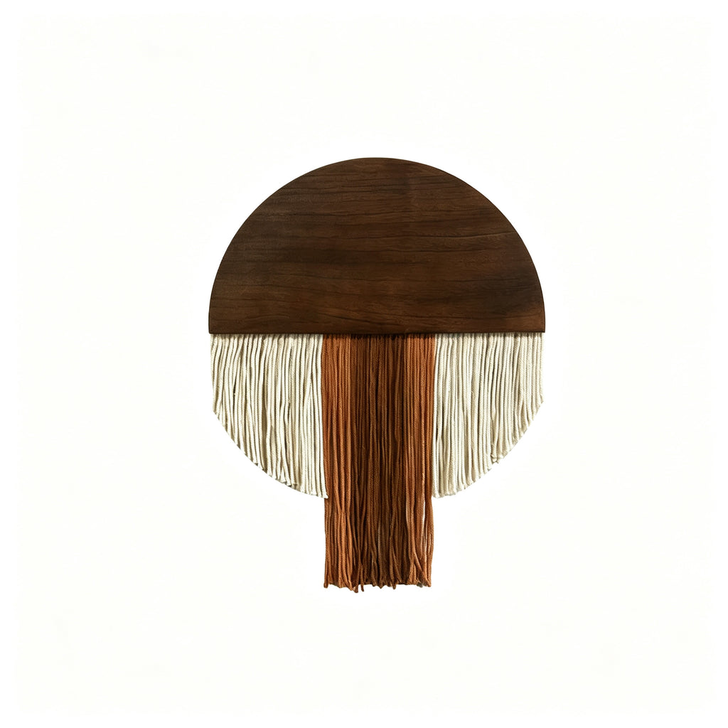 JXG Handwoven Macrame Semi Circle Wood Wall Hanging Boho Cotton Tassel Tapestry