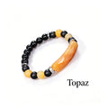 RYS Natural Crystal Beaded Bracelet - Handmade Agate & Tiger Eye Wristband