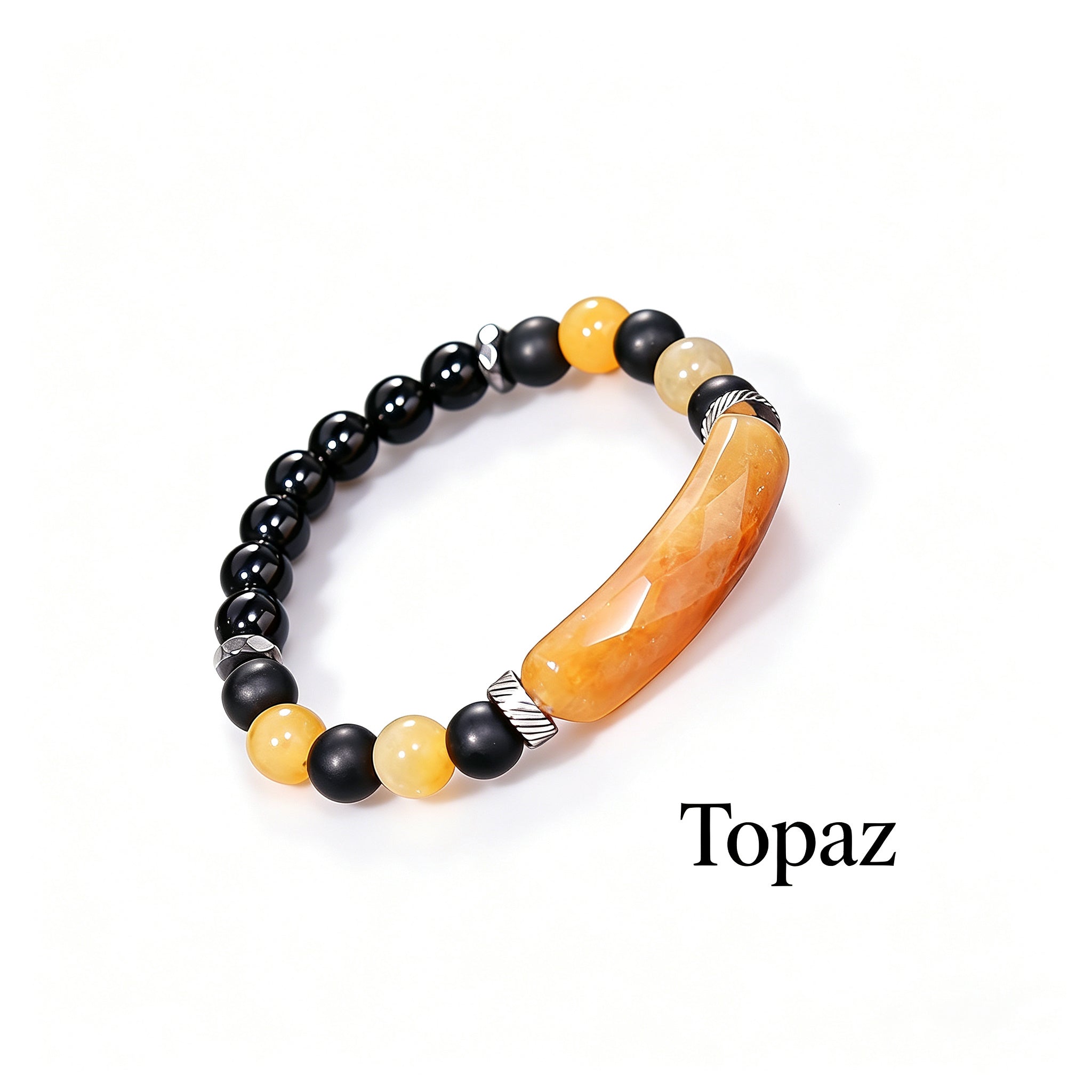 RYS Natural Crystal Beaded Bracelet - Handmade Agate & Tiger Eye Wristband