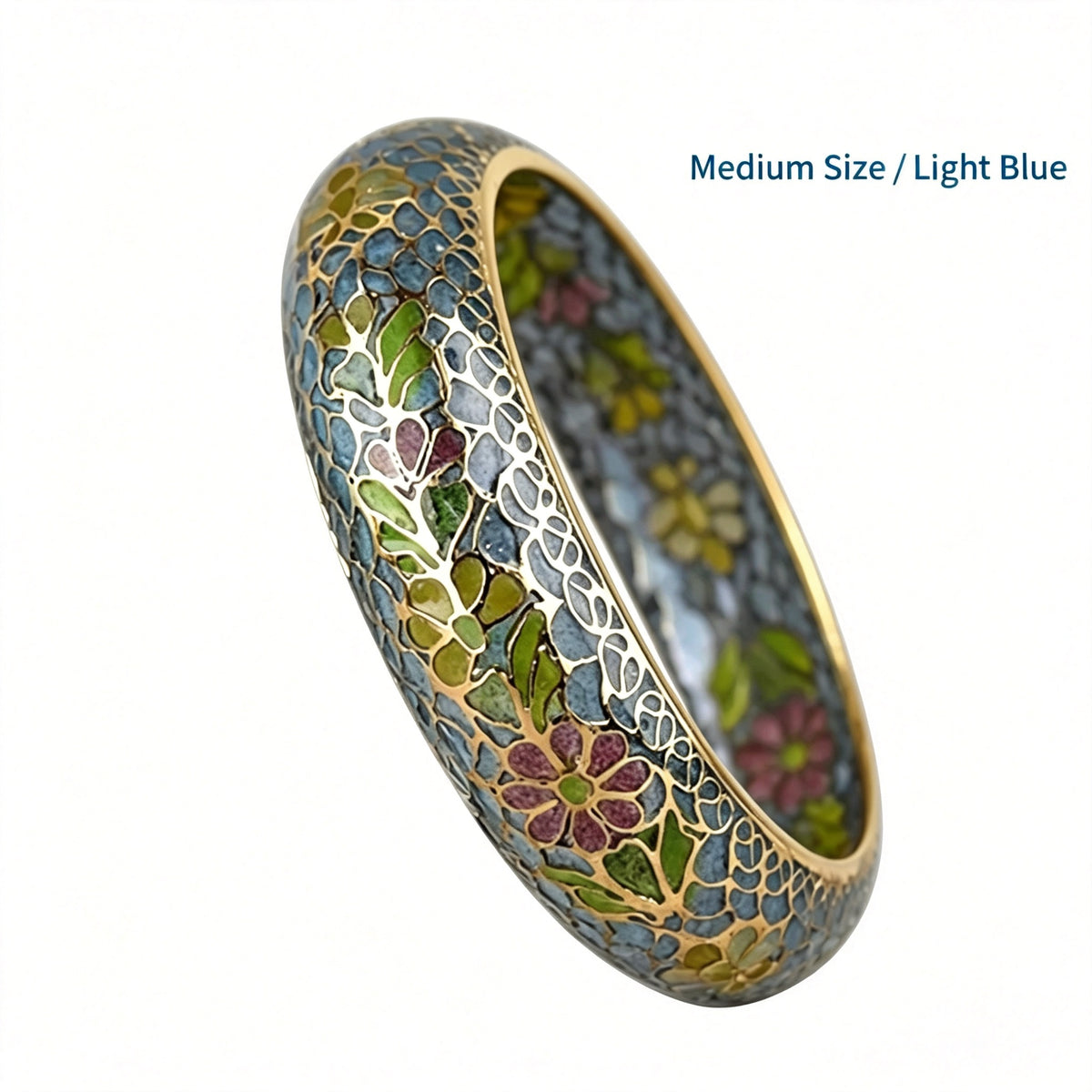 JCJ Vintage Beijing Hollow Cloisonne Bangle, Intricate Handmade Filigree Enamel Collectible Bracelet for Premium Gifting