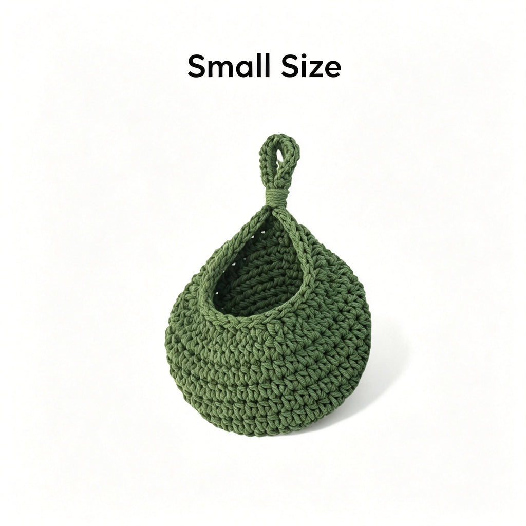 JXG Handwoven Hanging Storage Basket Teardrop Nest Fruit Vegetable Organizer Ins Style Cotton Wall Hanging Net Bag