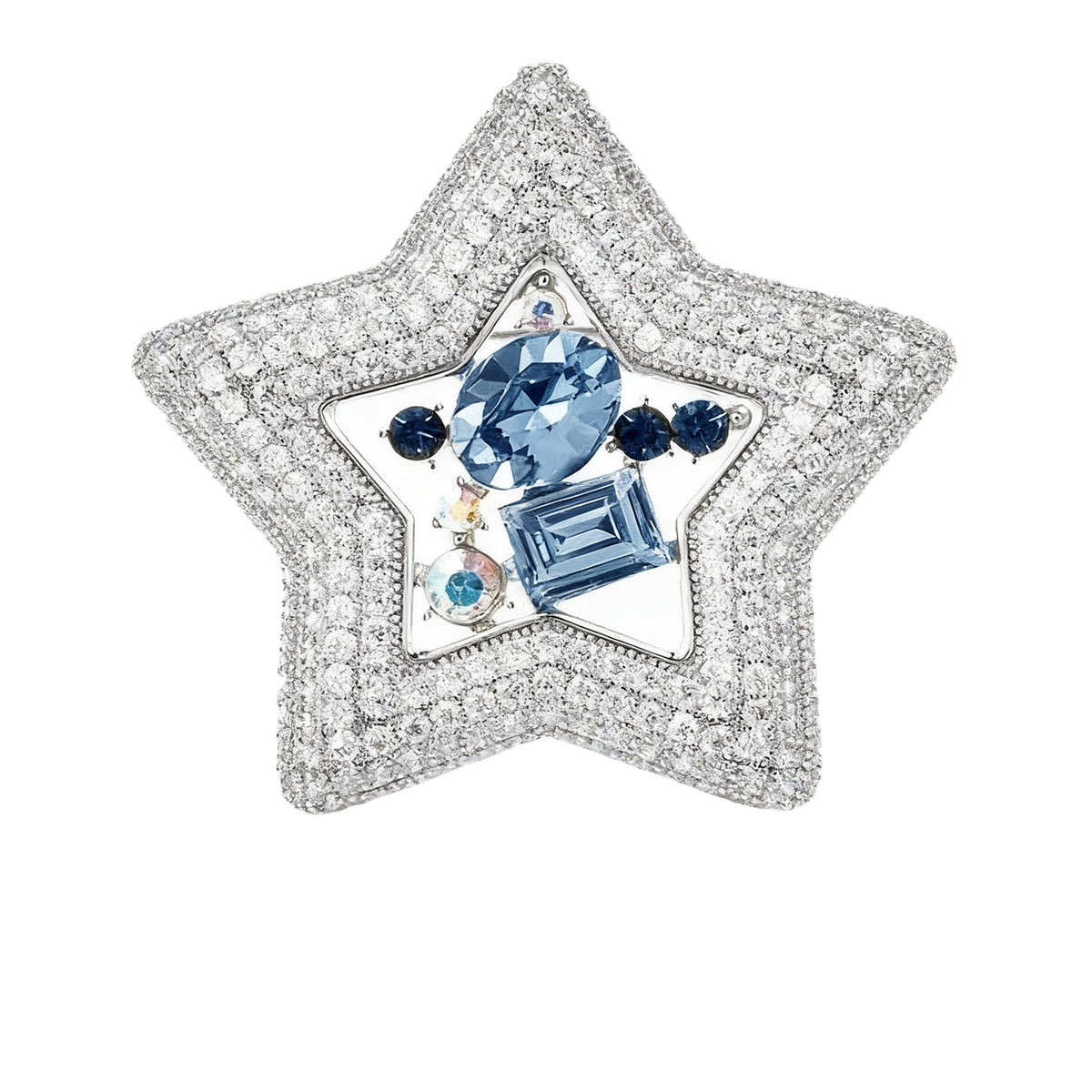 QZY Luxury Star Brooch Rhinestone Crystal Pin Elegant Coat Accessory