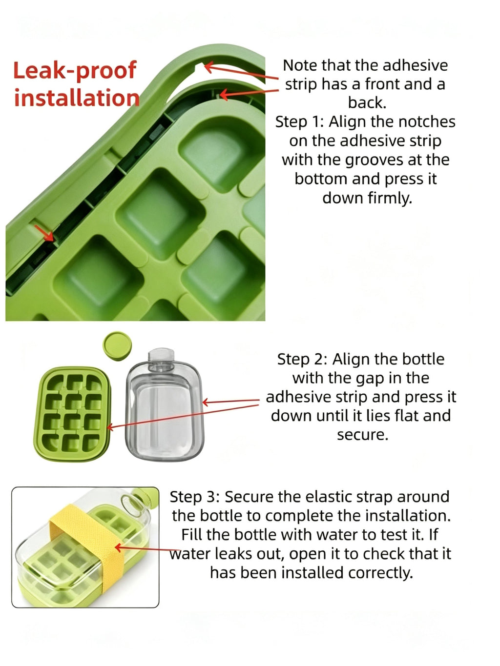 ZZBH 2-in-1 Eiswürfelform mit Flasche, 500/800 ml, Silikon, Schnellgefrierfunktion, leicht lösbare Eisformen