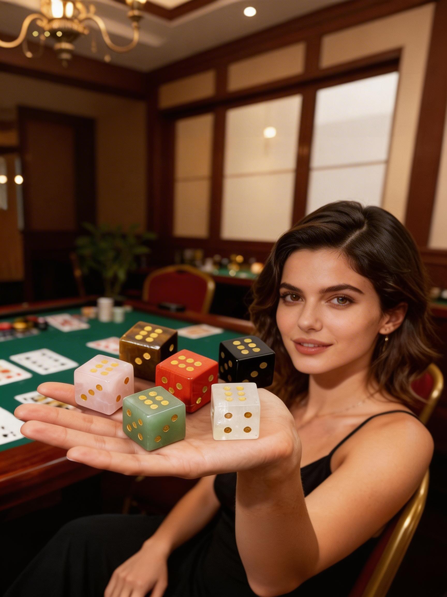 RYS Natural Crystal Gemstone Square Dice | Multi-Material Options, Hand-Carved Gold-Point Collectible & Play Piece