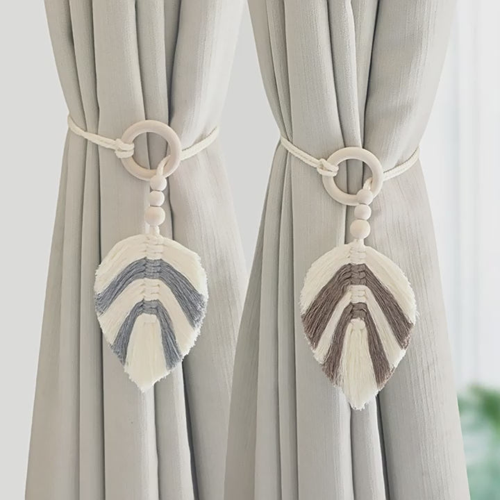 JXG Handwoven Cotton Curtain Tieback Set of 2