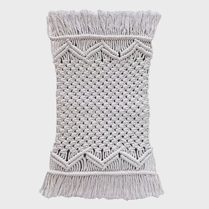 JXG Handwoven Cotton Macrame Table Runner Boho Tassel Placemat